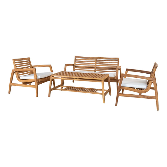 Set lounge din tec, natur cu perne incluse