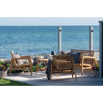 Set lounge din tec, natur cu perne incluse, pe terasa
