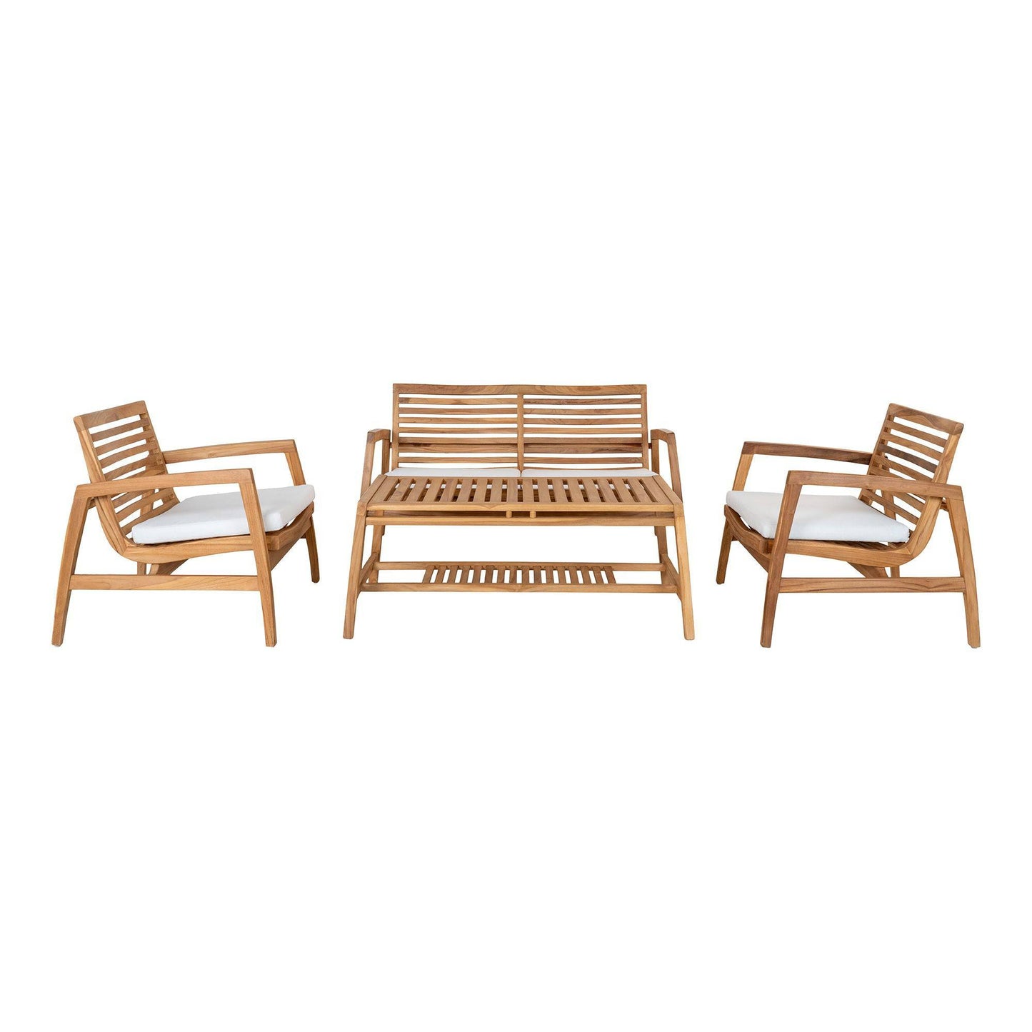 Set lounge din tec, natur cu perne incluse