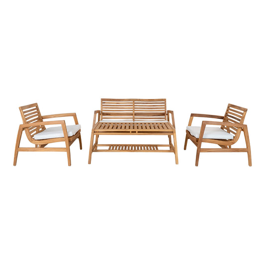 Set lounge din tec, natur cu perne incluse