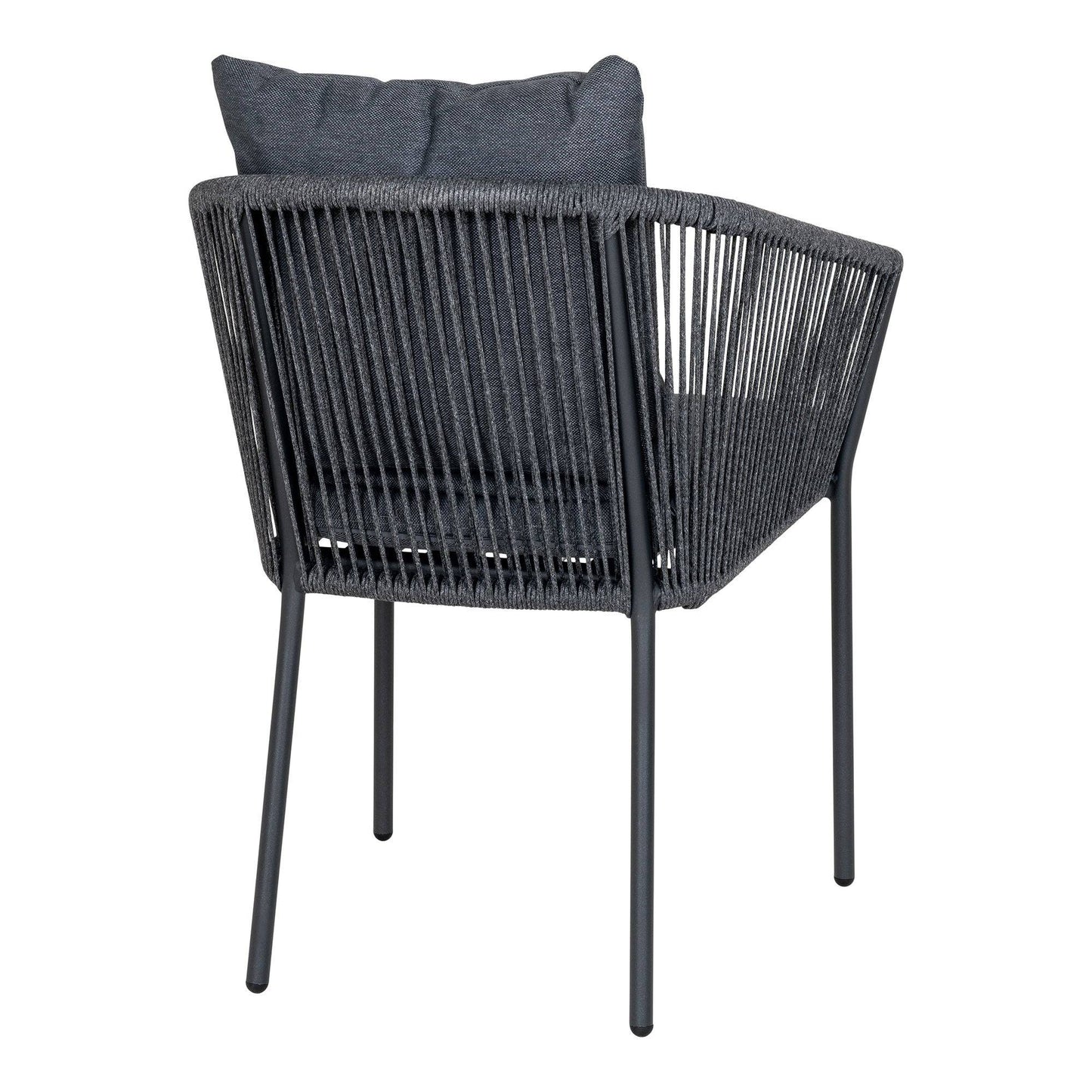 Scaun de dining din aluminiu/poliester, gri inchis cu perna inclusa 