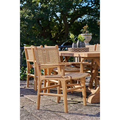  Scaun de dining cu cotiere, din tec, natur, pe terasa