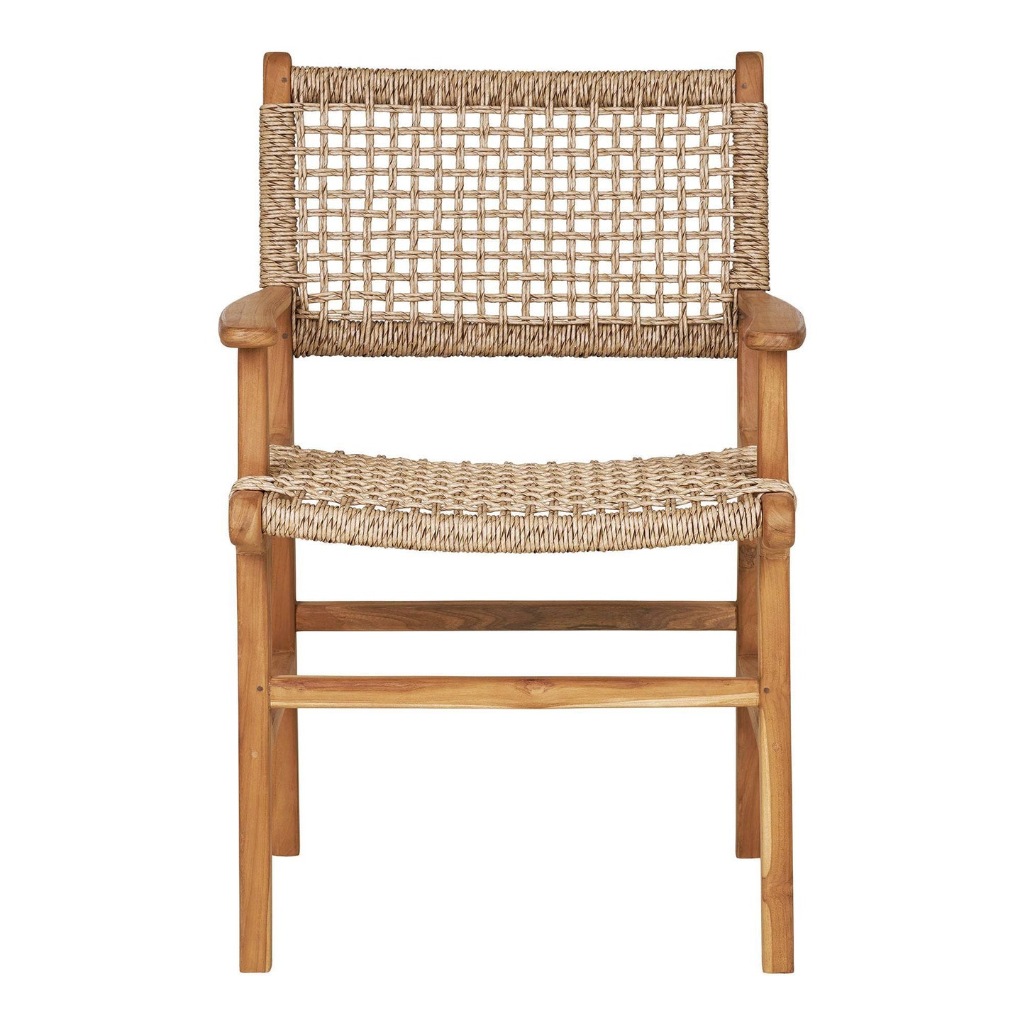  Scaun de dining cu cotiere, din tec, natur