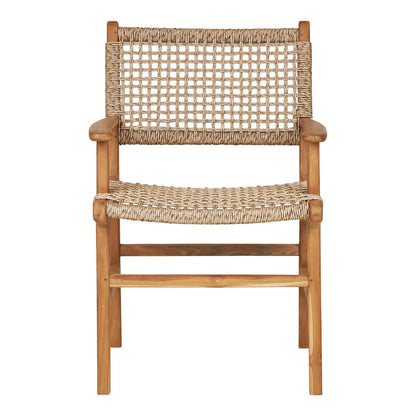  Scaun de dining cu cotiere, din tec, natur