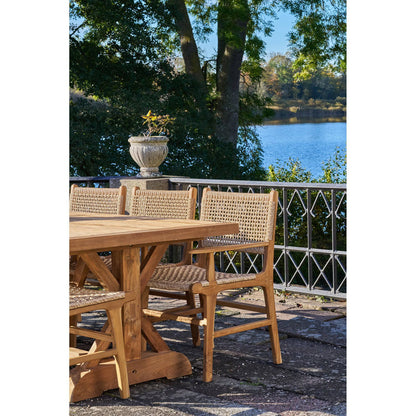  Scaun de dining cu cotiere, din tec, natur, pe terasa