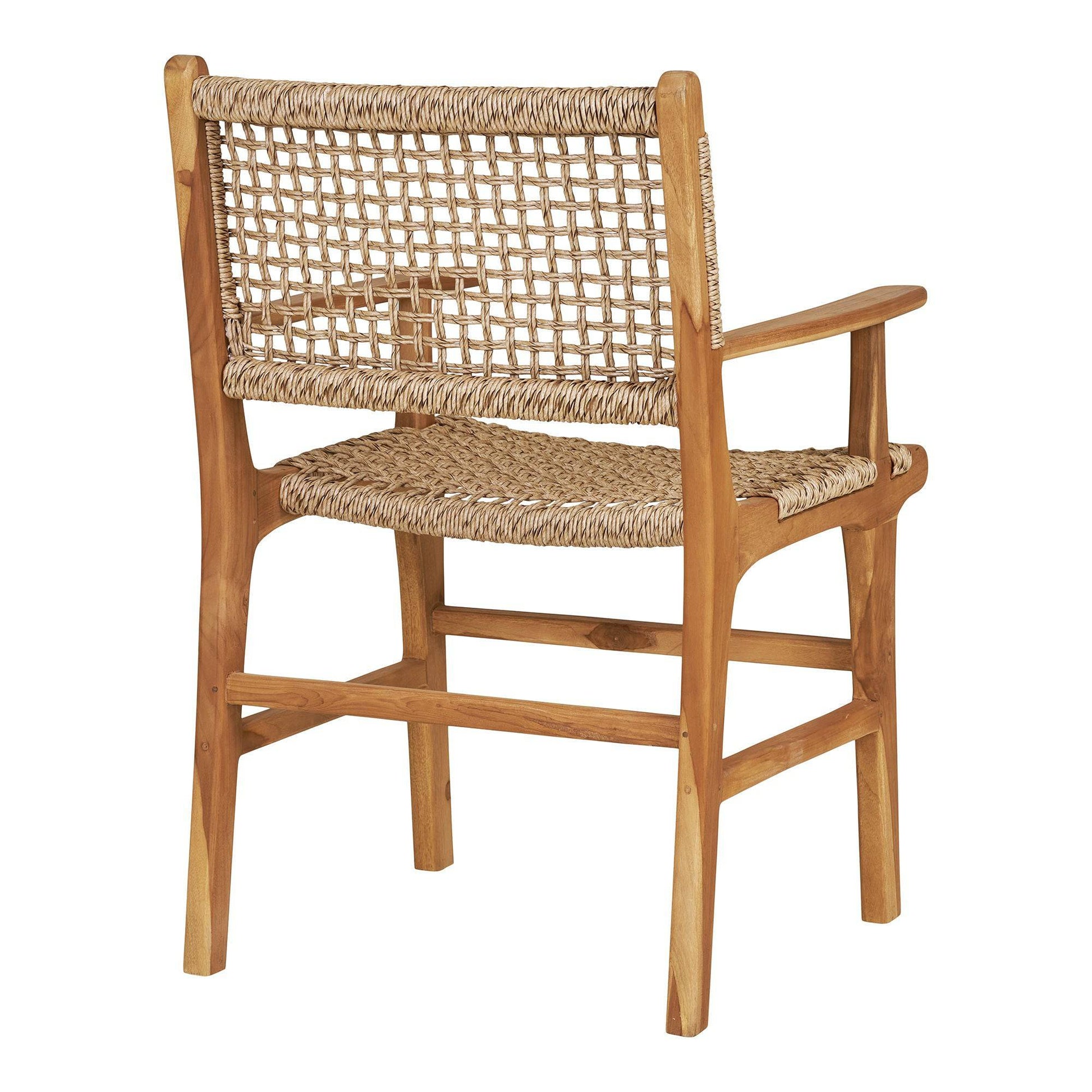  Scaun de dining cu cotiere, din tec, natur
