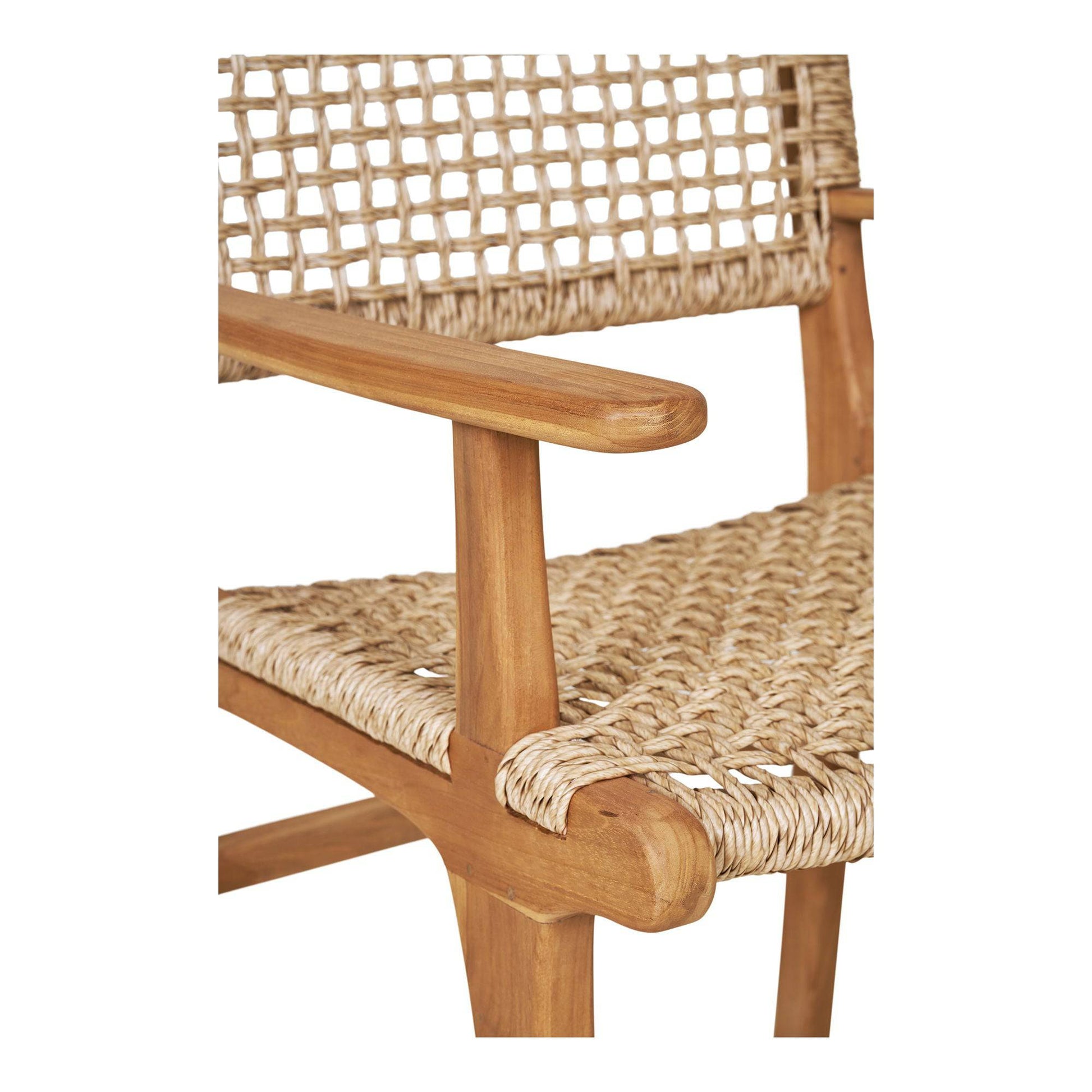  Scaun de dining cu cotiere, din tec, natur, detaliu