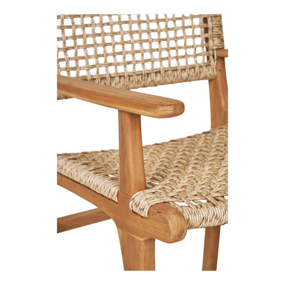 Scaun de dining cu cotiere, din tec, natur, detaliu