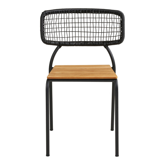 Nashville Scaun de dining, tec/poliratan, negru/natur, picioare negre