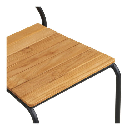 Scaun de dining, din tec/poliratan, negru/natur cu picioare negre, detaliu