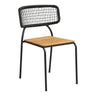 Scaun de dining din tec/poliratan, cu picioare negre Nashville