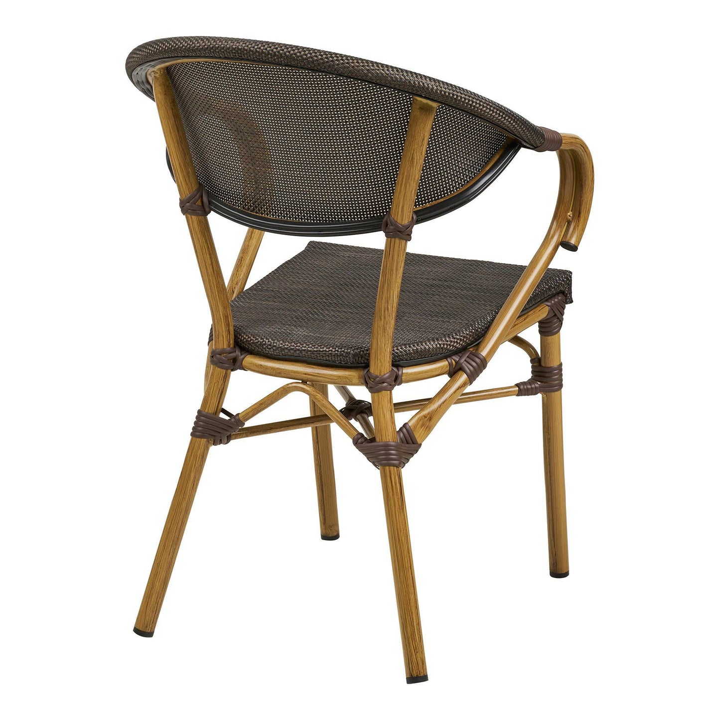 Scaun de dining din aluminiu, textil, maro inchis, cadru cu aspect bambus