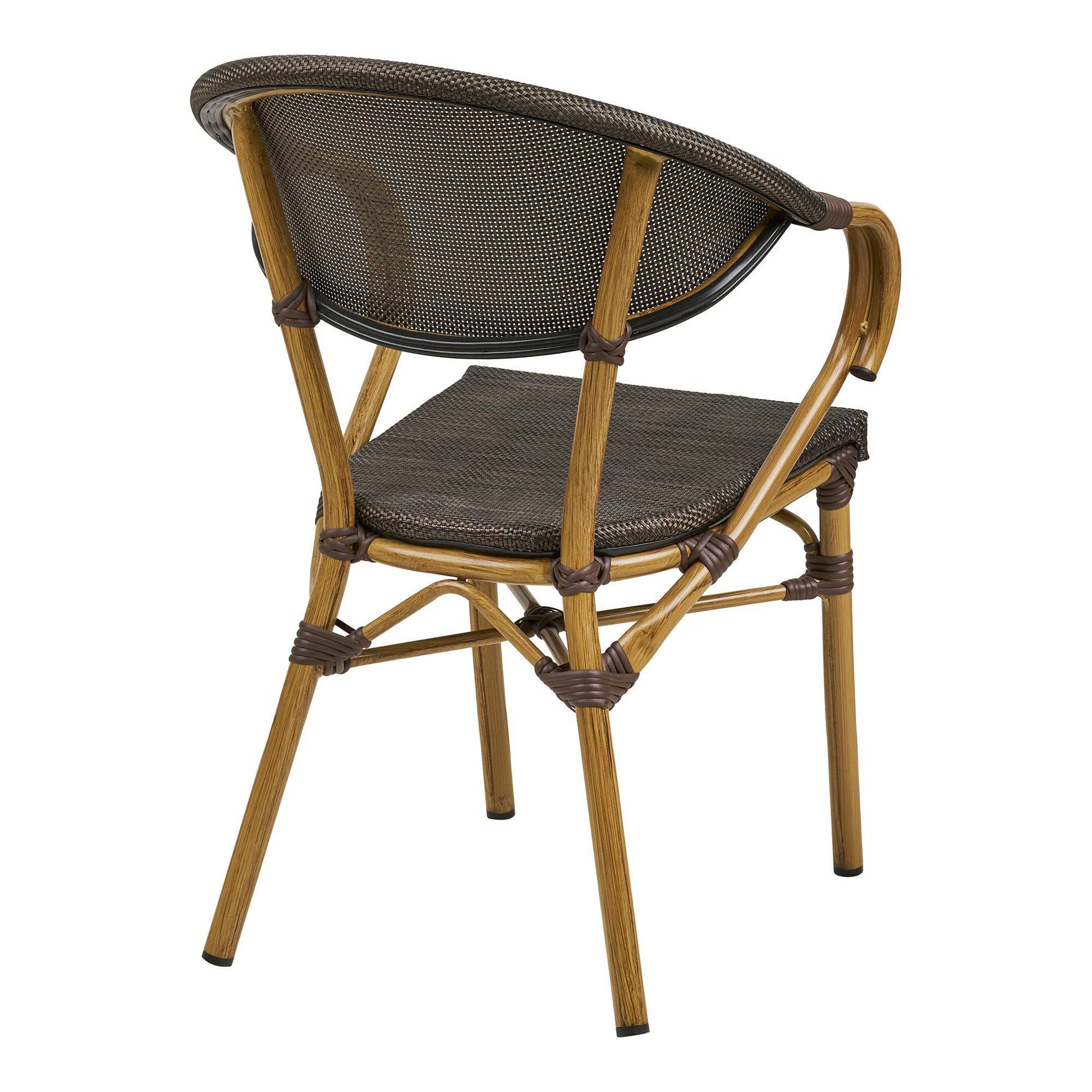 Scaun de dining din aluminiu, textil, maro inchis, cadru cu aspect bambus