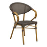 Scaun de dining maro inchis din aluminiu/textil, cadru cu aspect bambus Calda