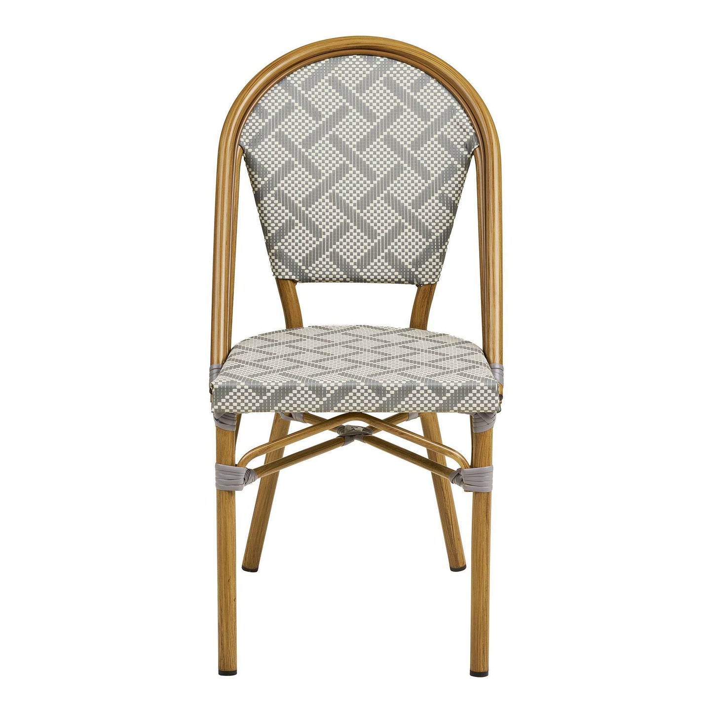 Scaun de dining din aluminiu/textil, gri cu cadru cu aspect de bambus