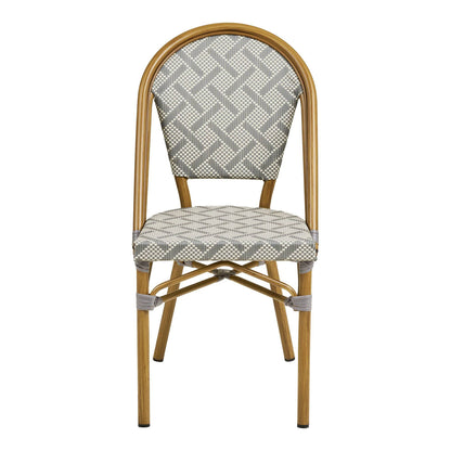 Scaun de dining din aluminiu/textil, gri cu cadru cu aspect de bambus