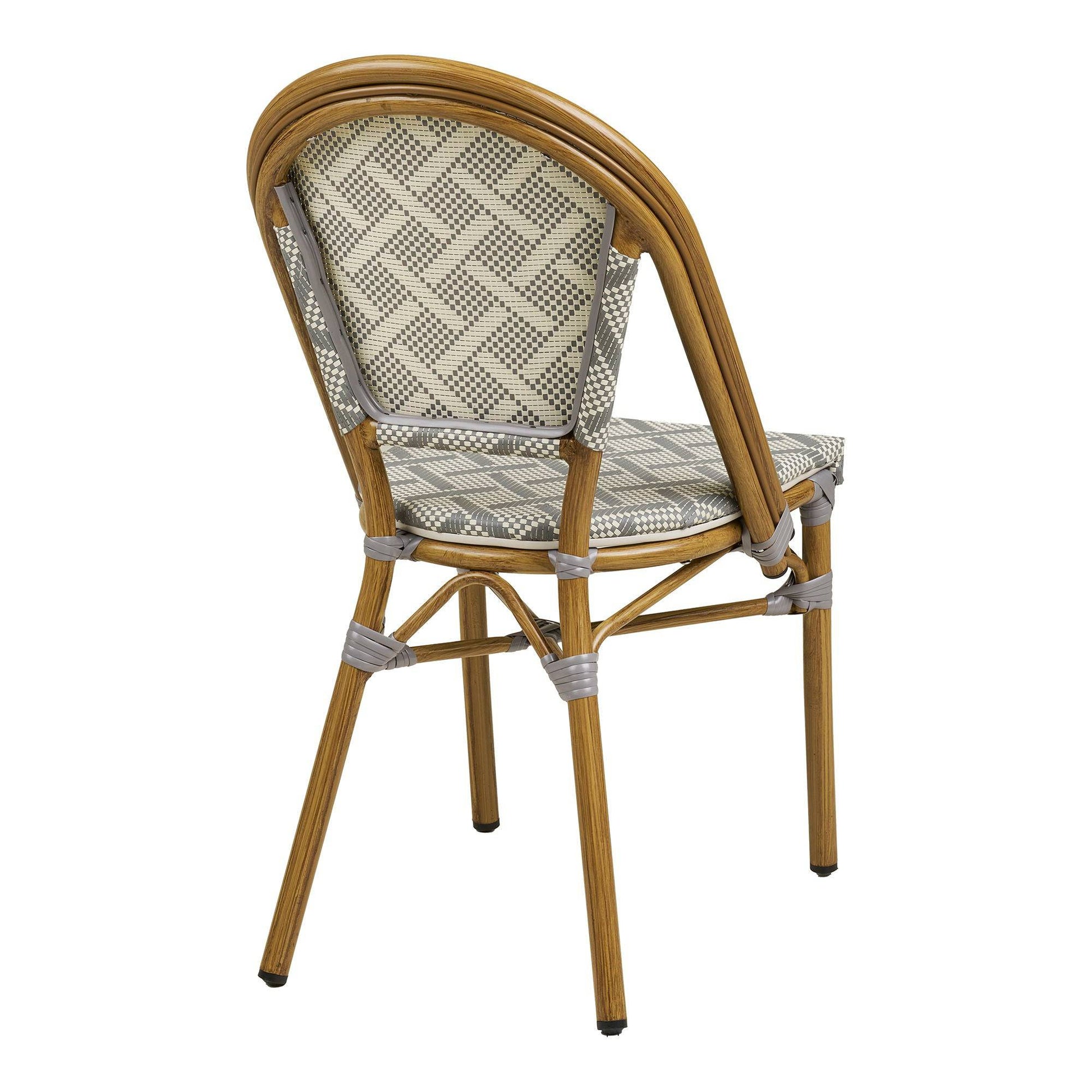 Scaun de dining din aluminiu/textil, gri cu cadru cu aspect de bambus