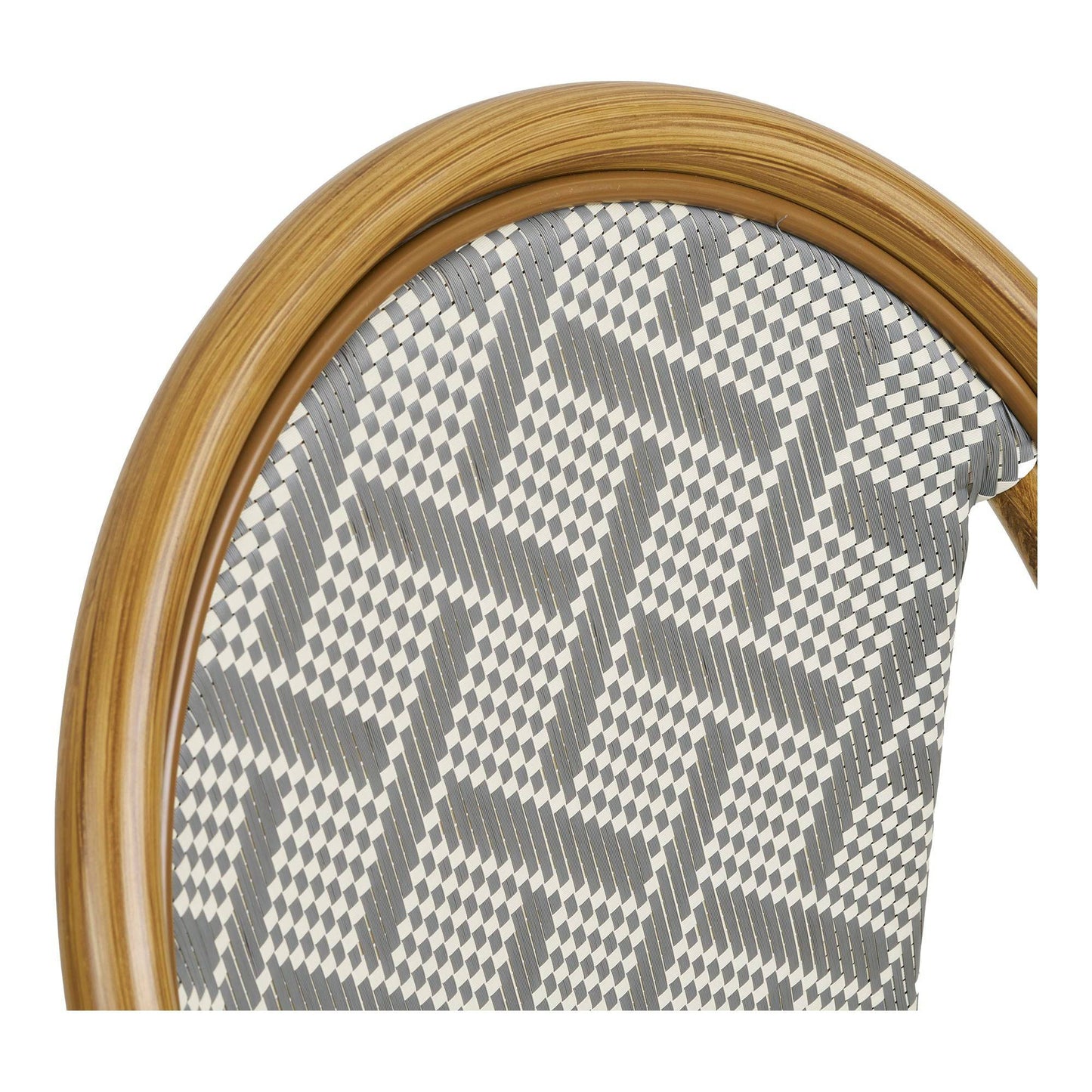 Scaun de dining din aluminiu/textil, gri cu cadru cu aspect de bambus, detaliu