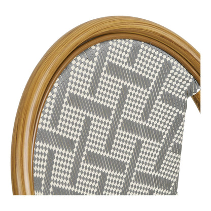 Scaun de dining din aluminiu/textil, gri cu cadru cu aspect de bambus, detaliu