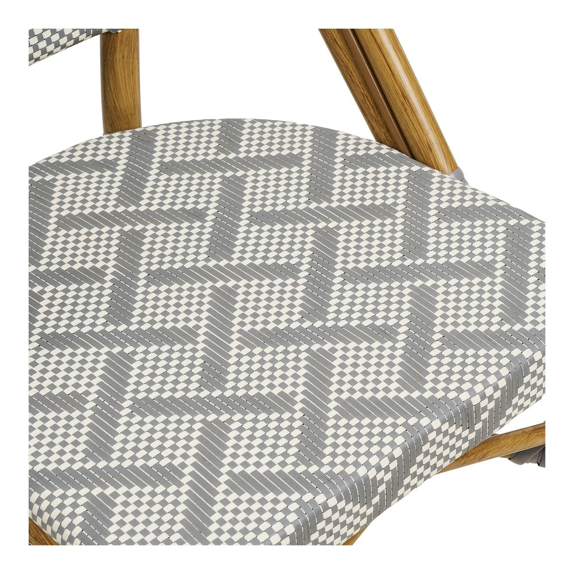 Scaun de dining din aluminiu/textil, gri cu cadru cu aspect de bambus, detaliu