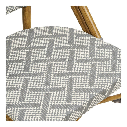 Scaun de dining din aluminiu/textil, gri cu cadru cu aspect de bambus, detaliu