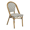 Scaun de dining gri din aluminiu/textil si cadru aspect bambus Lauria