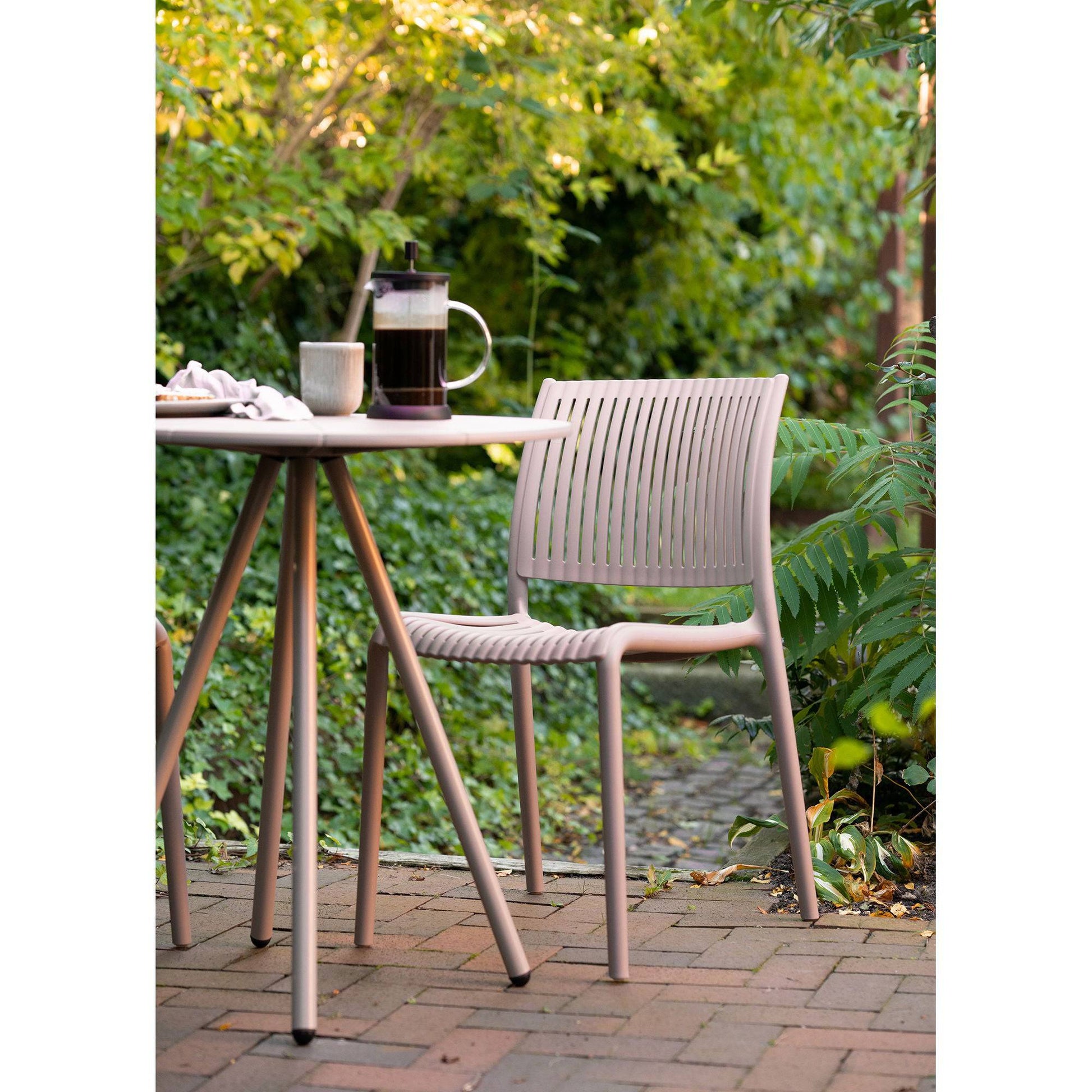 Scaun de dining, polipropilena, stivuibil, taupe, pe terasa