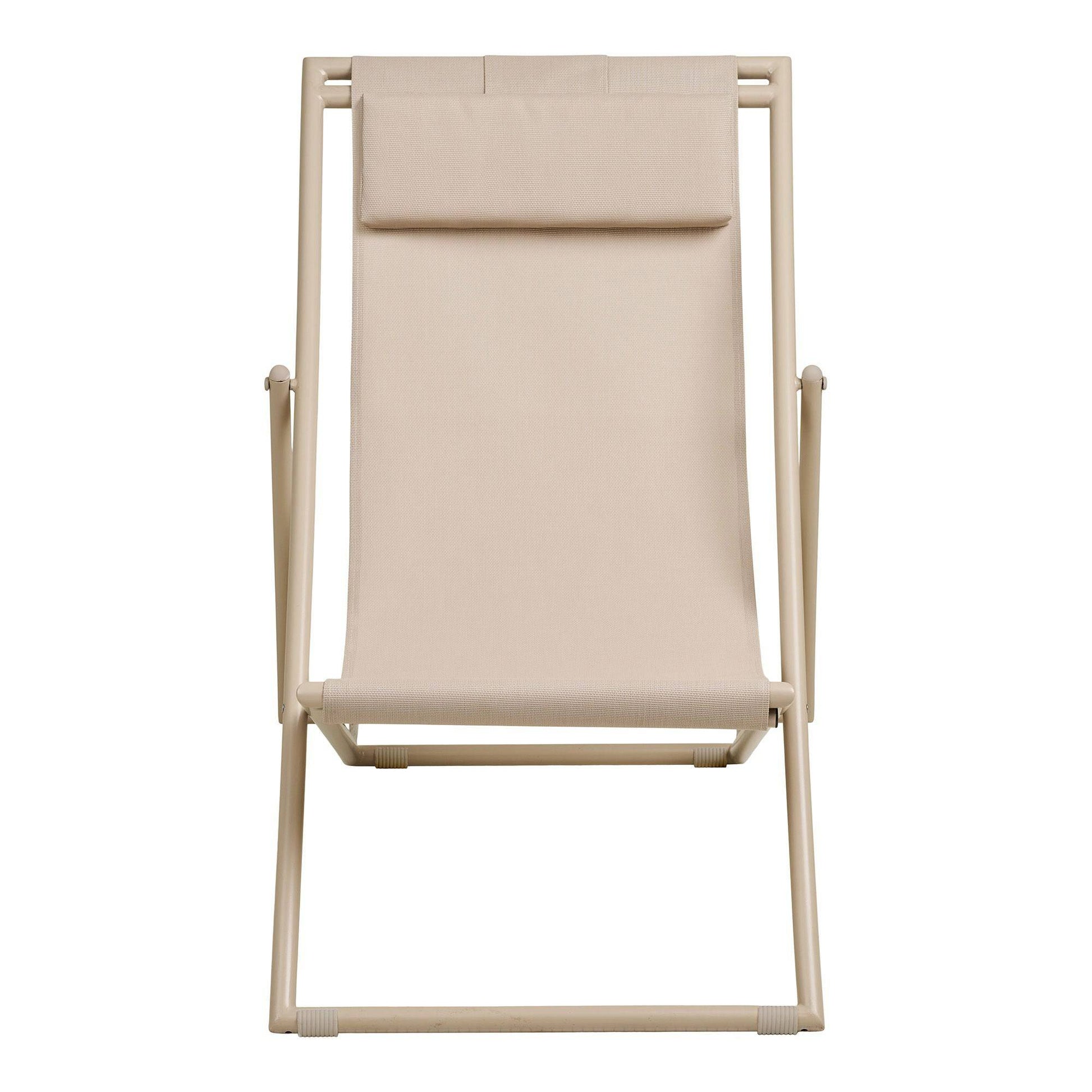 Scaun de plaja cu spatar pe 4 pozitii, textil/otel, taupe