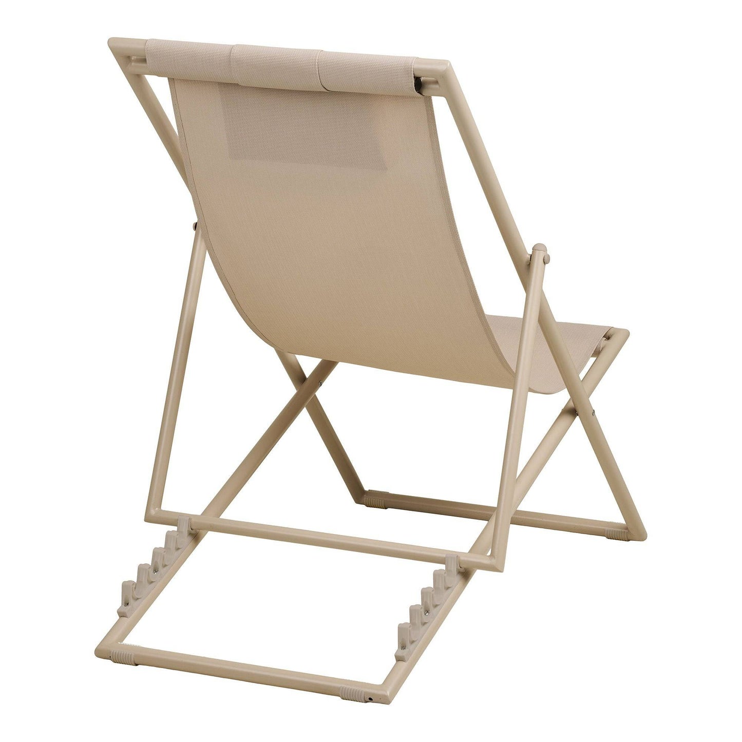 Scaun de plaja cu spatar pe 4 pozitii, textil/otel, taupe