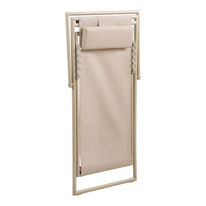 Scaun de plaja cu spatar pe 4 pozitii, textil/otel, taupe