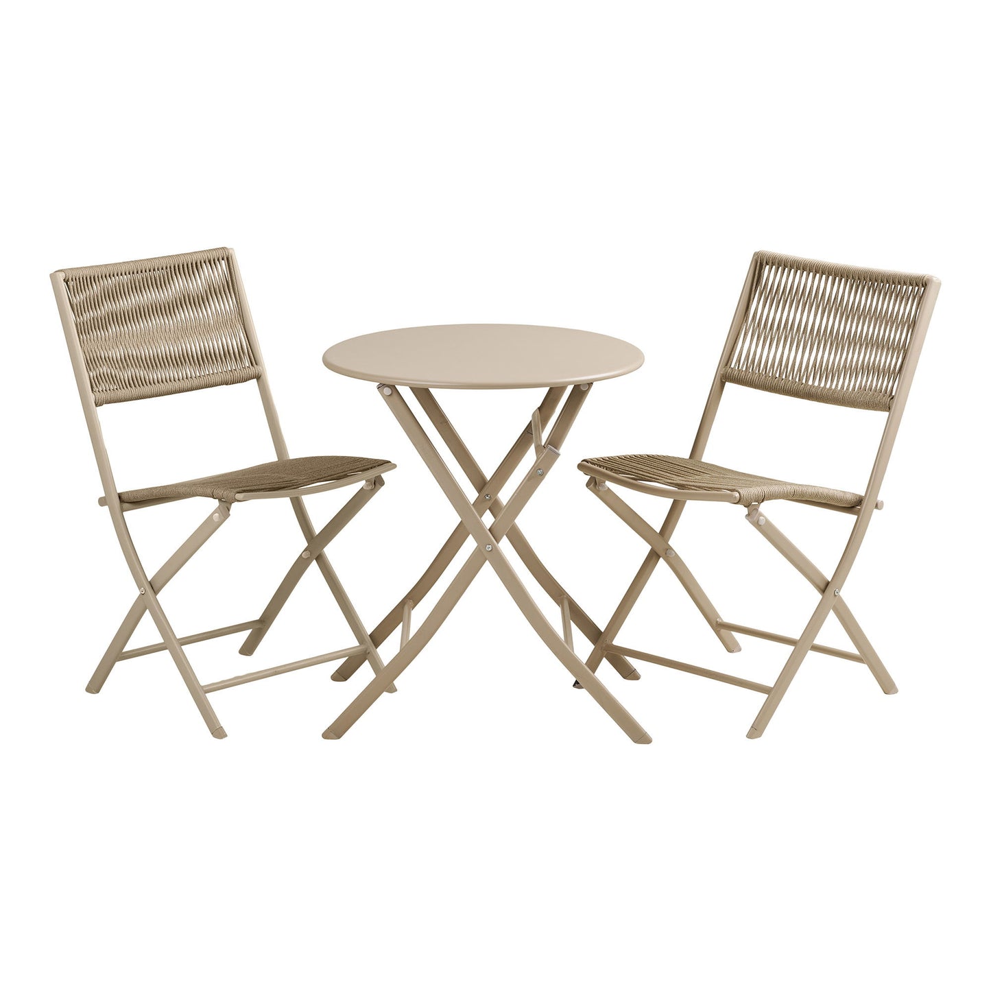  Set bistro, 2 scaune si 1 masa, poliester/otel, taupe