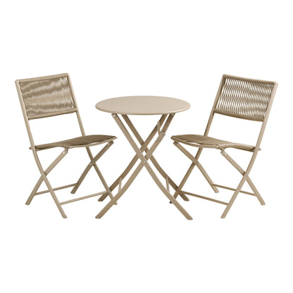  Set bistro, 2 scaune si 1 masa, poliester/otel, taupe