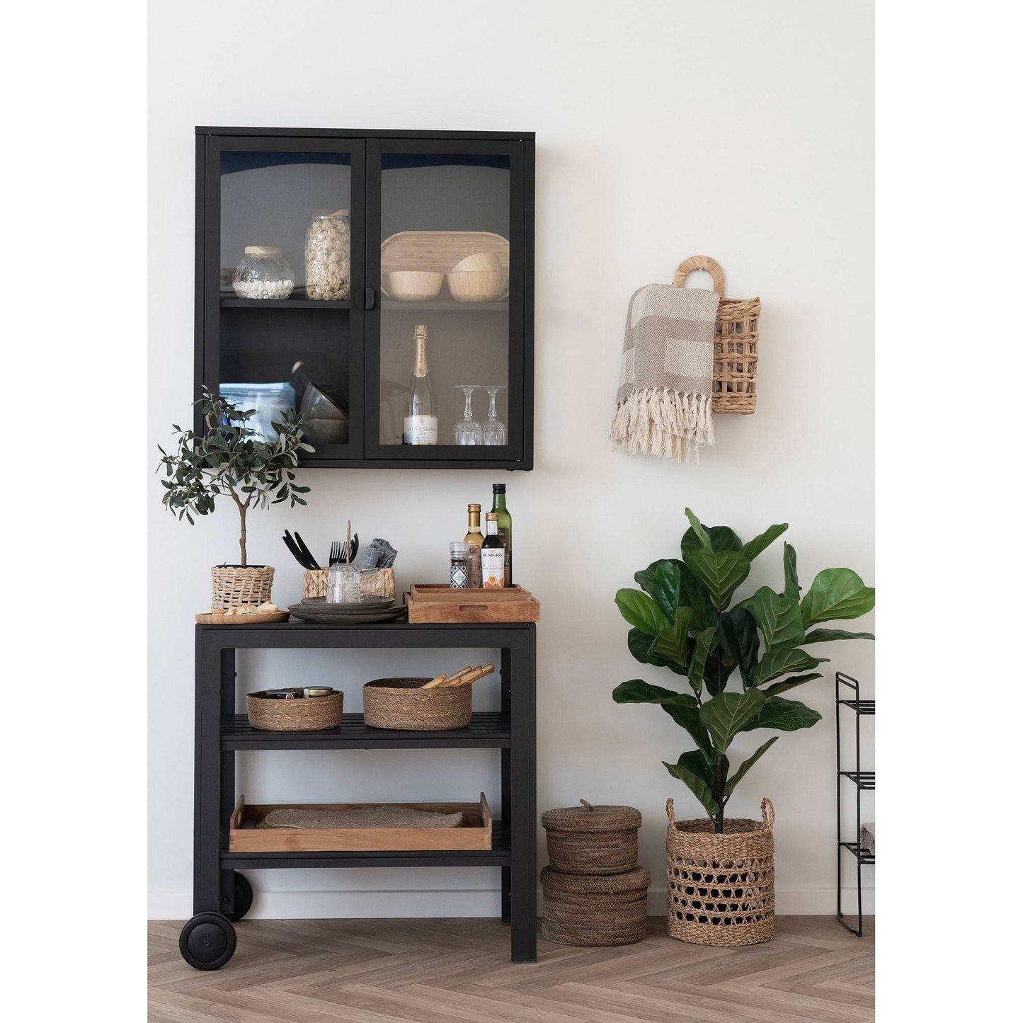  Carucior ceai, aluminiu/lemn artificial, in living