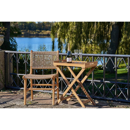  Masuta cu tava, tec, natur, pe terasa