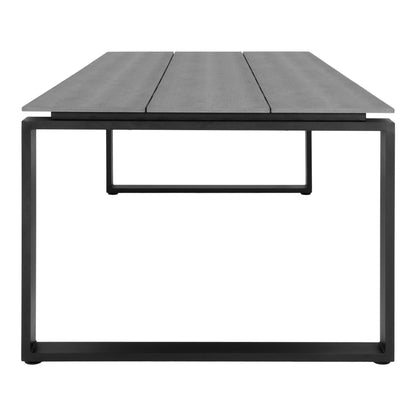 Masa de dining cu blat din PE gri si picioare negre 