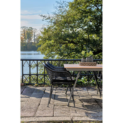 Masa de dining, natur/negru, pe tereasa
