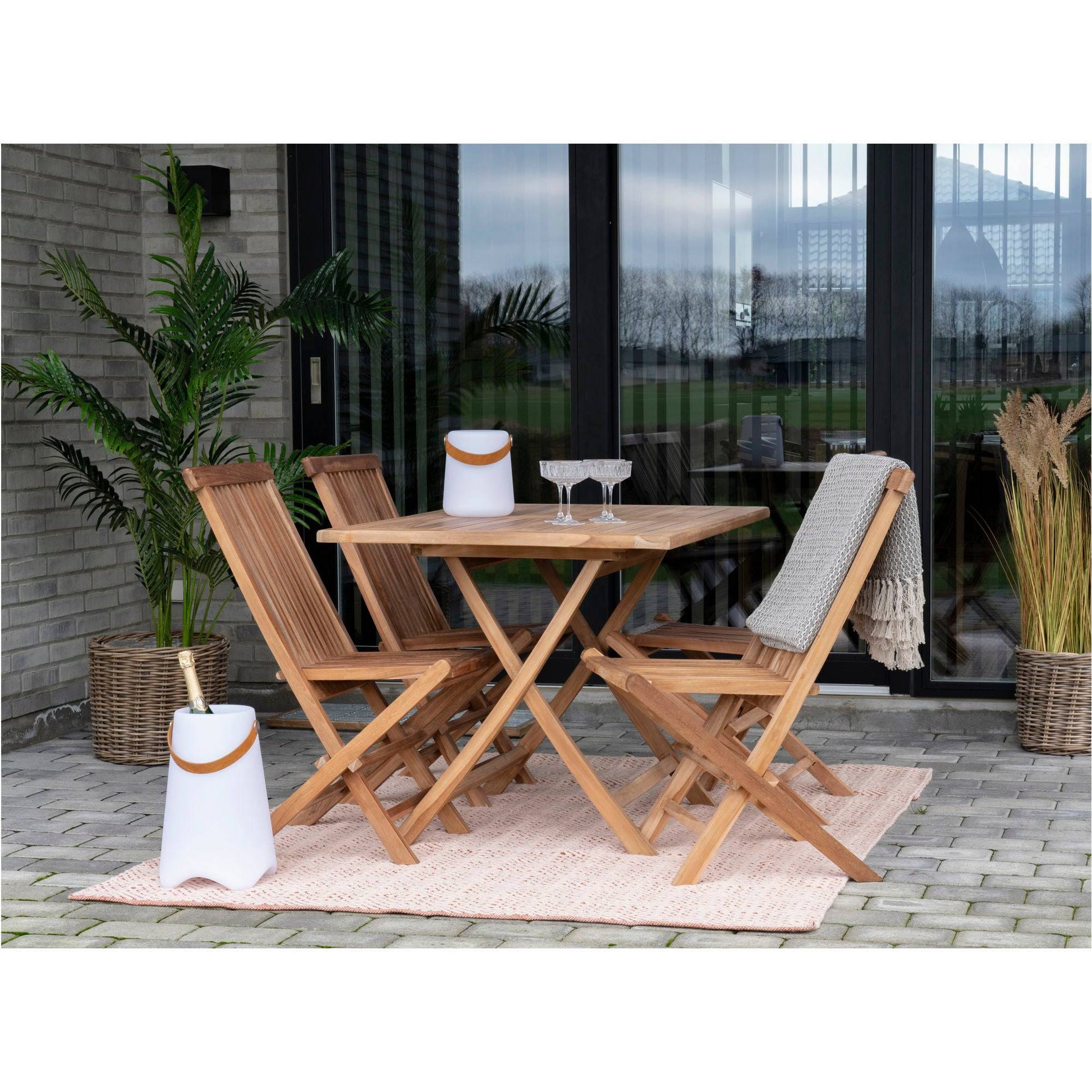  Masa de dining din tec, natur, pe terasa