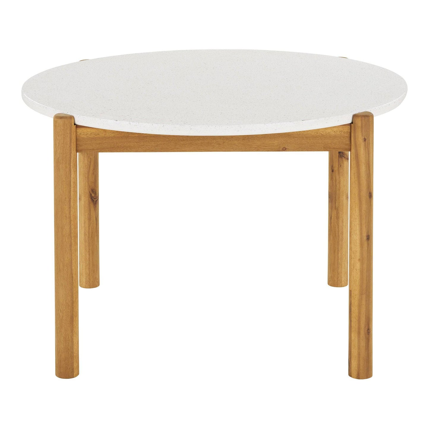  Masa de dining din salcam/terrazzo, alb/natur