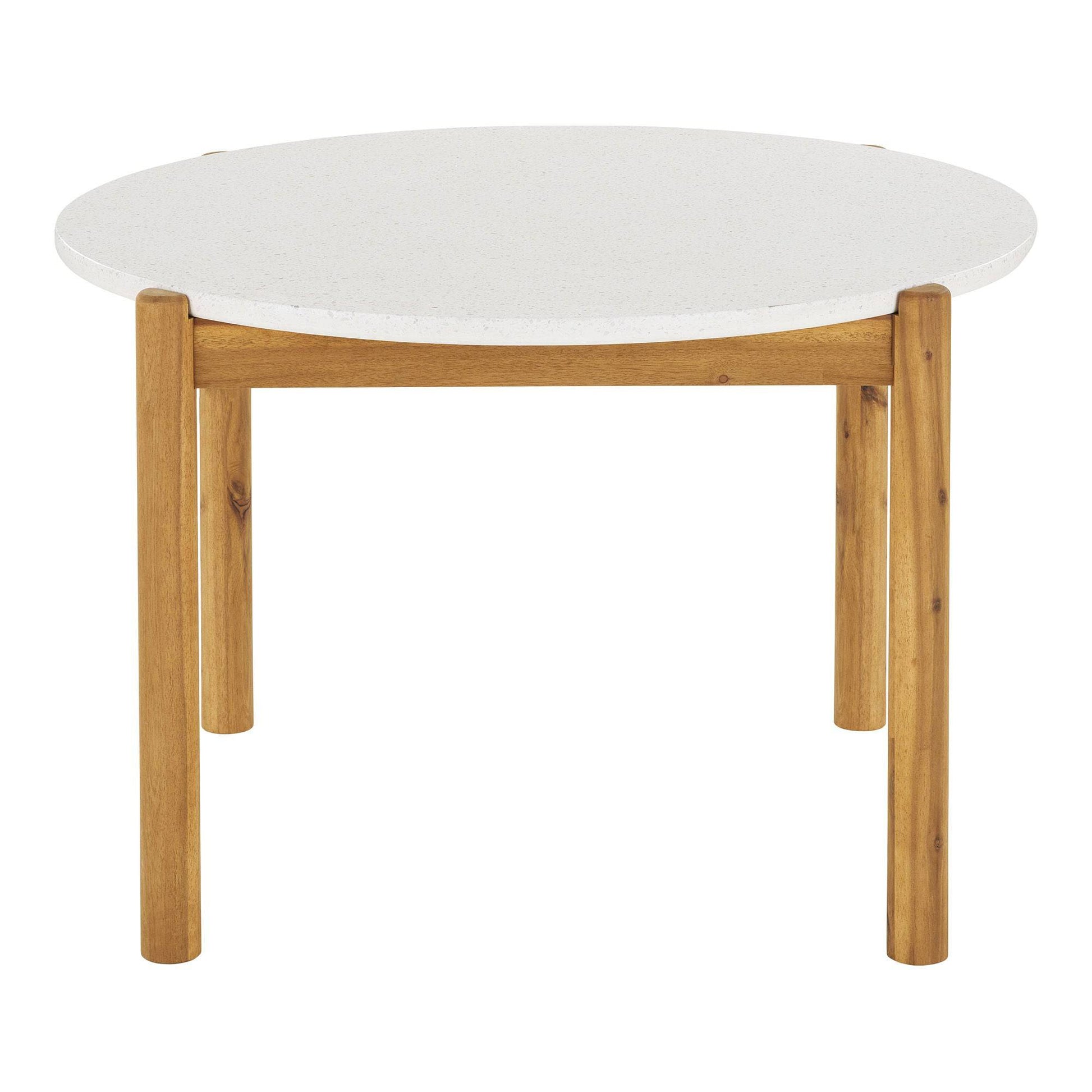  Masa de dining din salcam/terrazzo, alb/natur