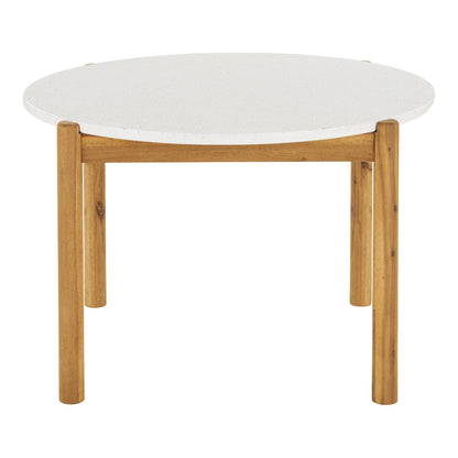  Masa de dining din salcam/terrazzo, alb/natur