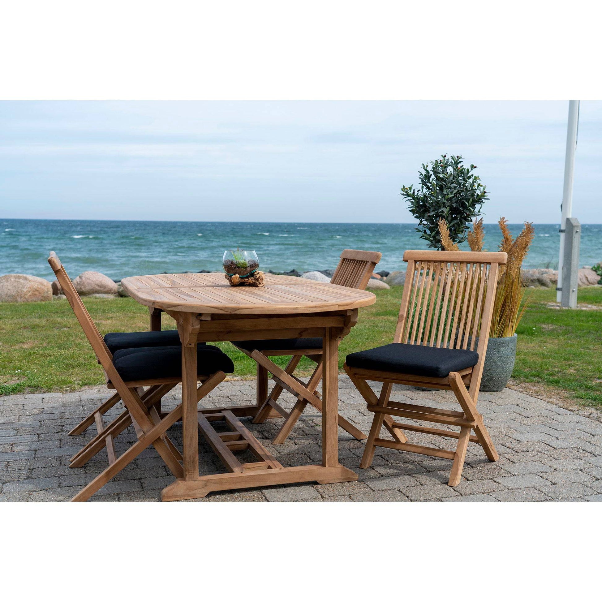 Masa de dining extensibila din lemn de tec natur - terasa