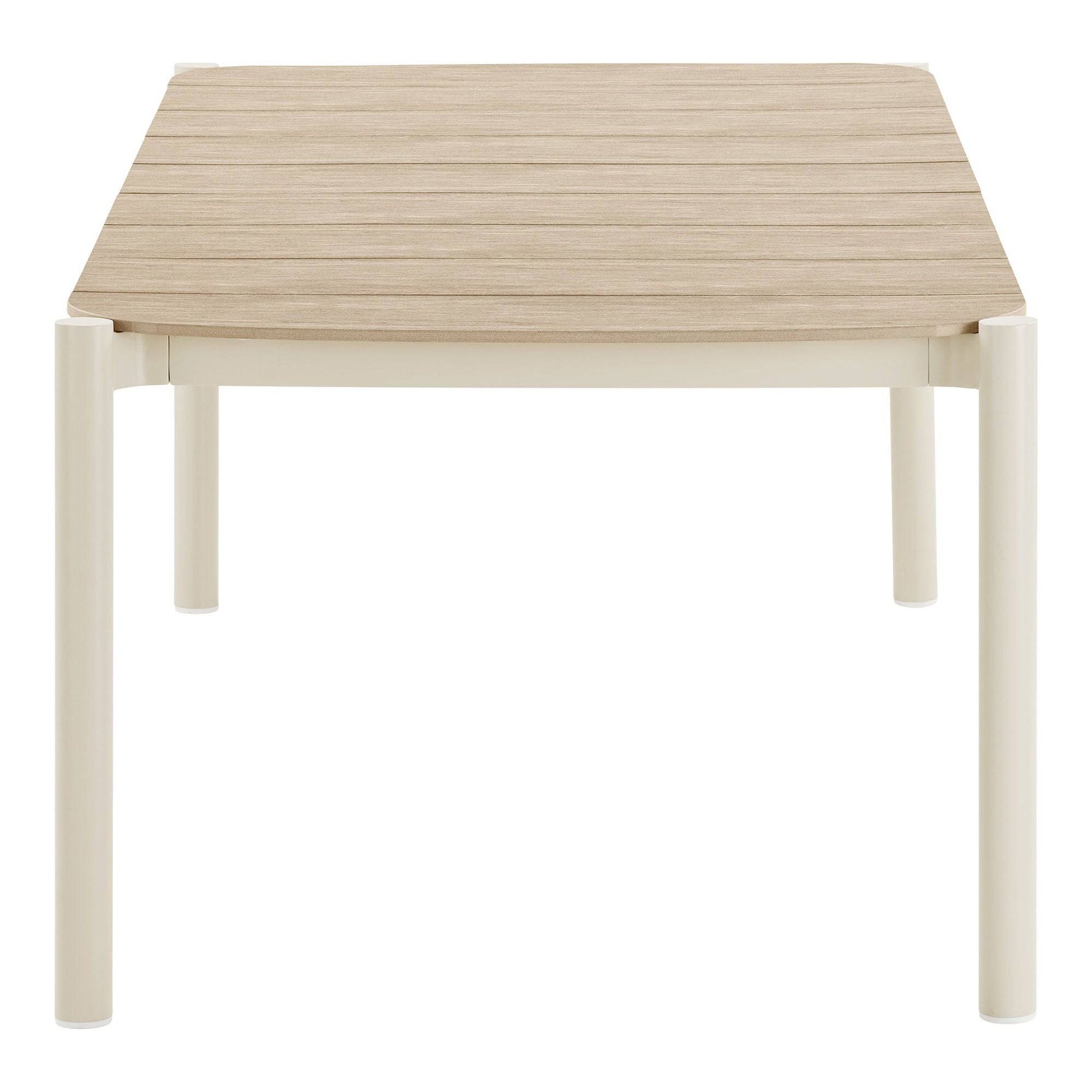 Masa de dining, aluminiu/lemn artificial, nisipiu/natur