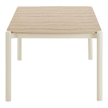 Masa de dining, aluminiu/lemn artificial, nisipiu/natur