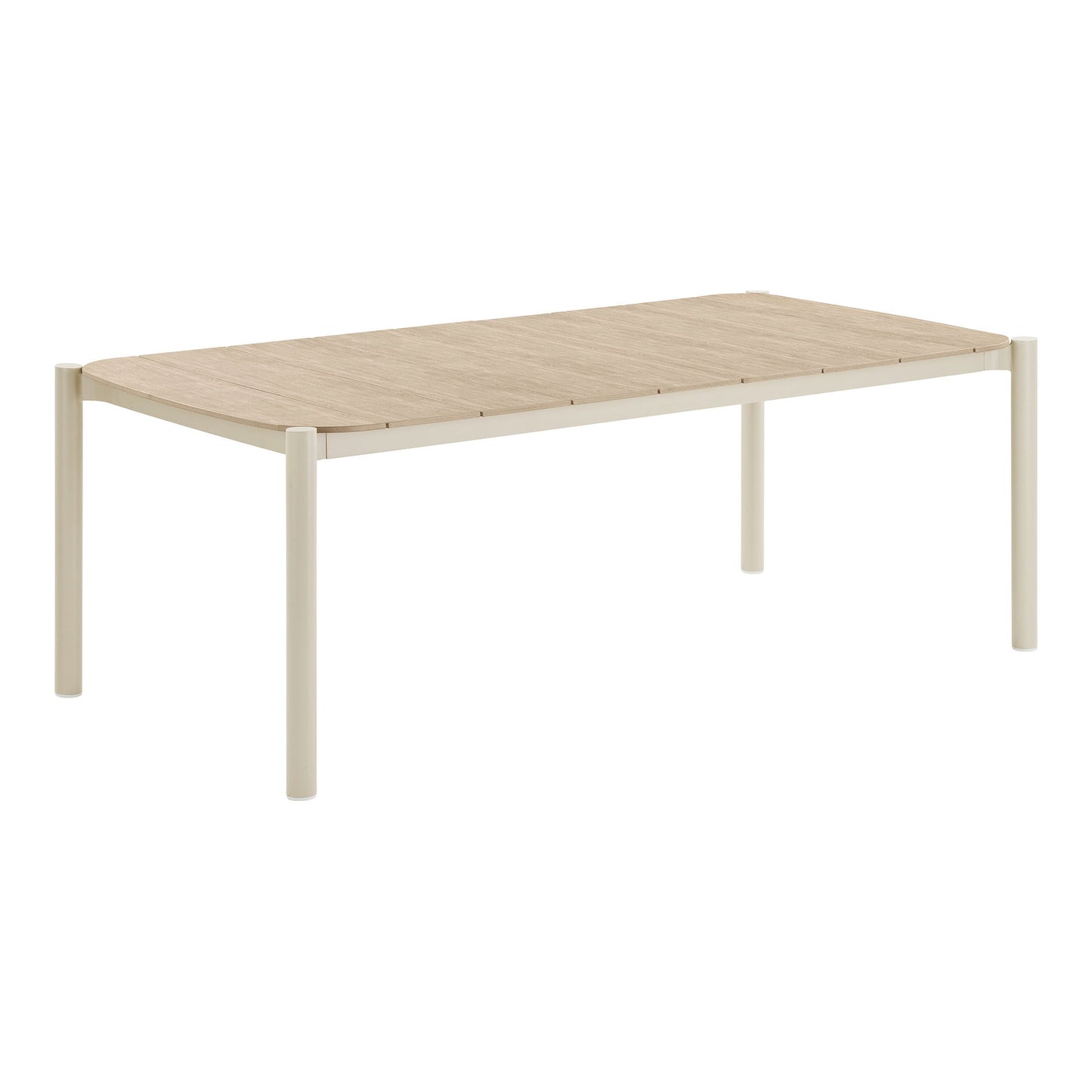 Masa de dining, aluminiu/lemn artificial, nisipiu/natur