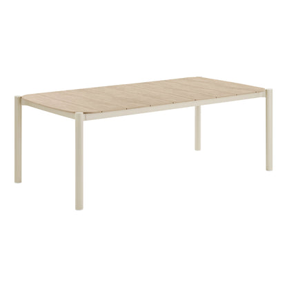 Masa de dining, aluminiu/lemn artificial, nisipiu/natur