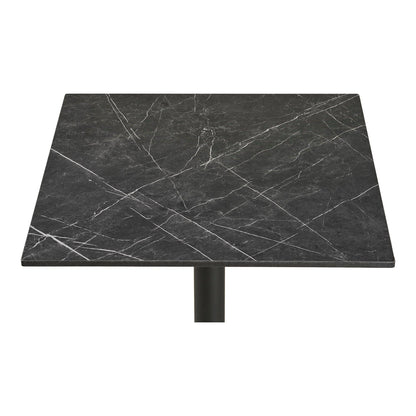 Masa bistro,aspect marmura, gri inchis, picioare negre, aluminiu - detaliu blat