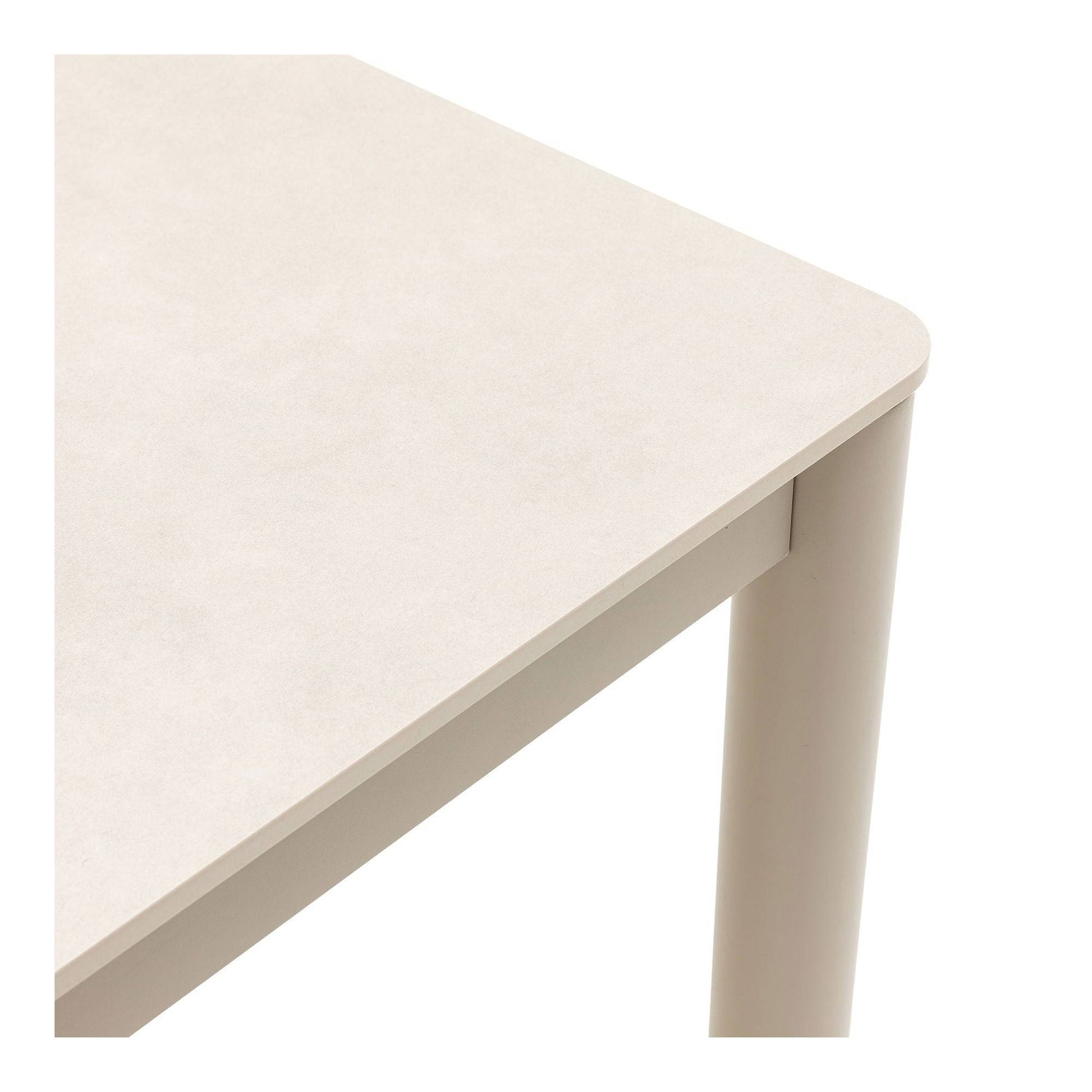 Detaliu masa de dining, aluminiu/ceramica, nisipiu 90x200x74 cm