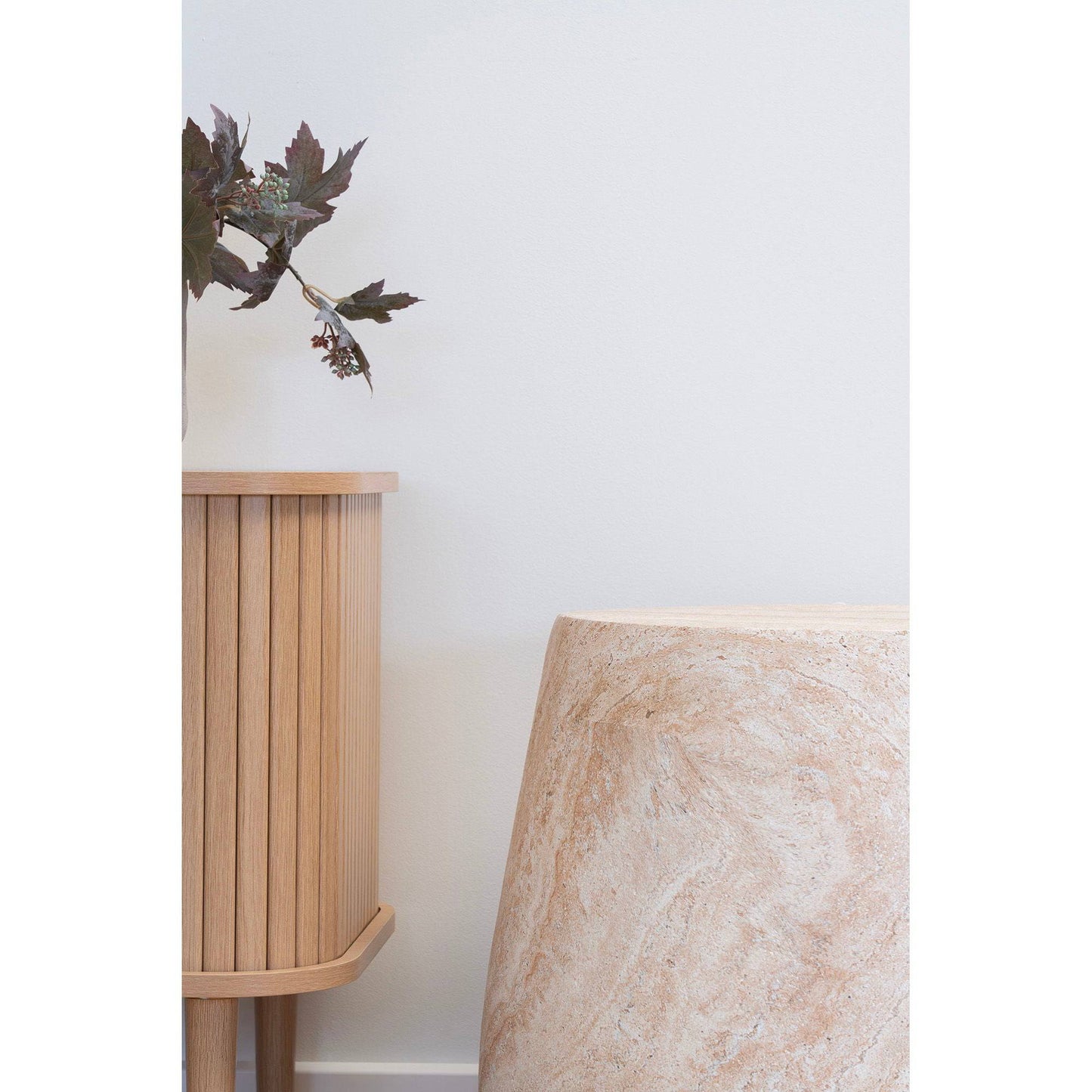 Masuta laterala, fibra de argila, natur ø47.5x41 cm, design scandinav modern