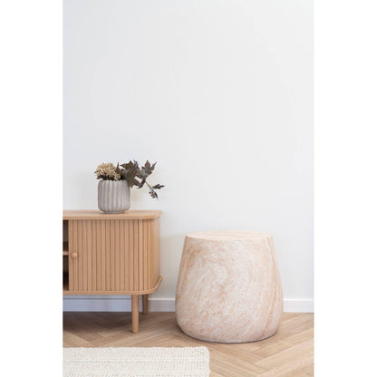 Masuta laterala, fibra de argila, natur ø47.5x41 cm, design scandinav modern