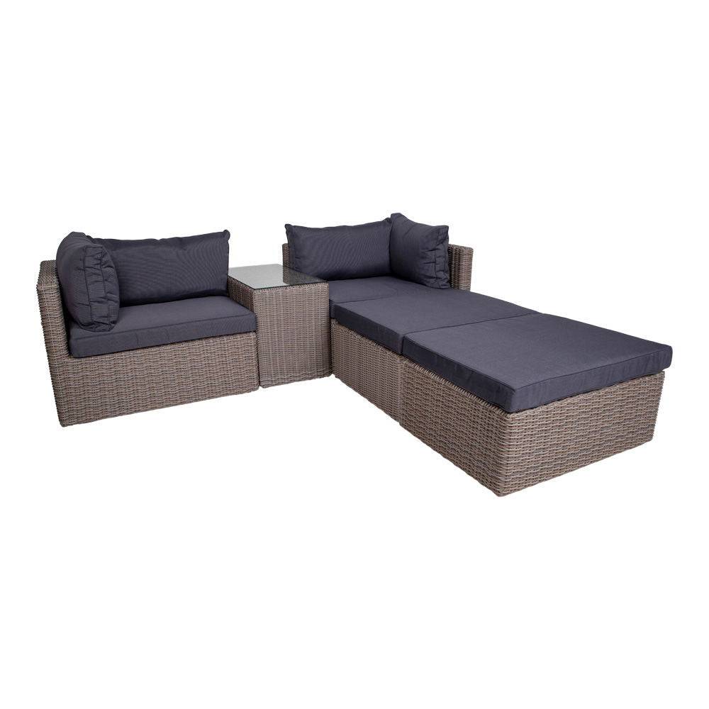 Rossi Set lounge din poliratan, gri kubu, stil scandinav modern